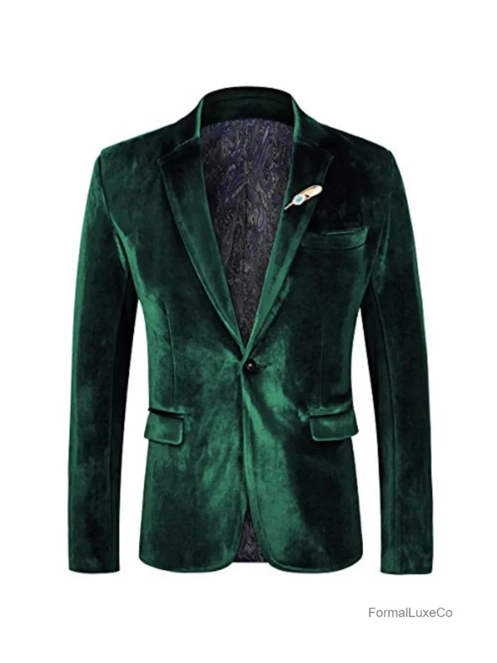 Slim Fit Velvet Blazer One Button Tuxedo Sport Coat Prom Wedding